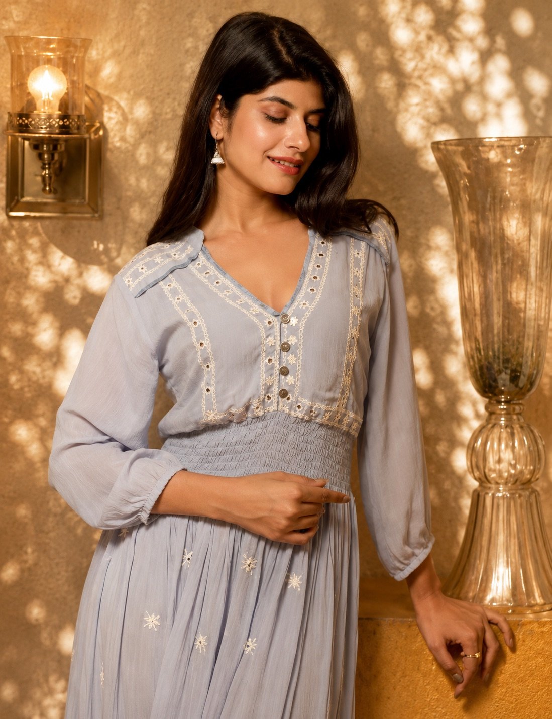 Mirror-Work Powder Blue Maxi